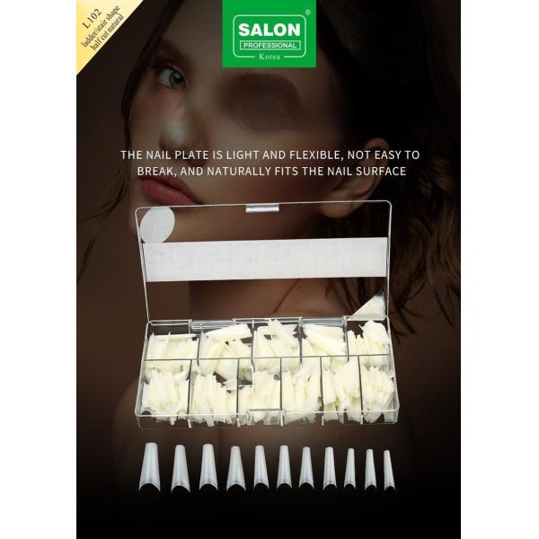 500PCS/Box Press on Nails Ladder/Stair Shape Half Cover Nail Tips Natural Artificial Fingernails Luxury Design for Women