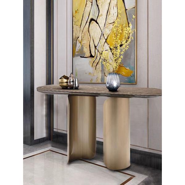 Elegant Entryway Console Tables - Marble Top & Stainless Steel Base