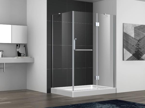 Hinge open shower door with stainless steel 304 hinge and towel bar handle,3/8 inches clear tempered glass