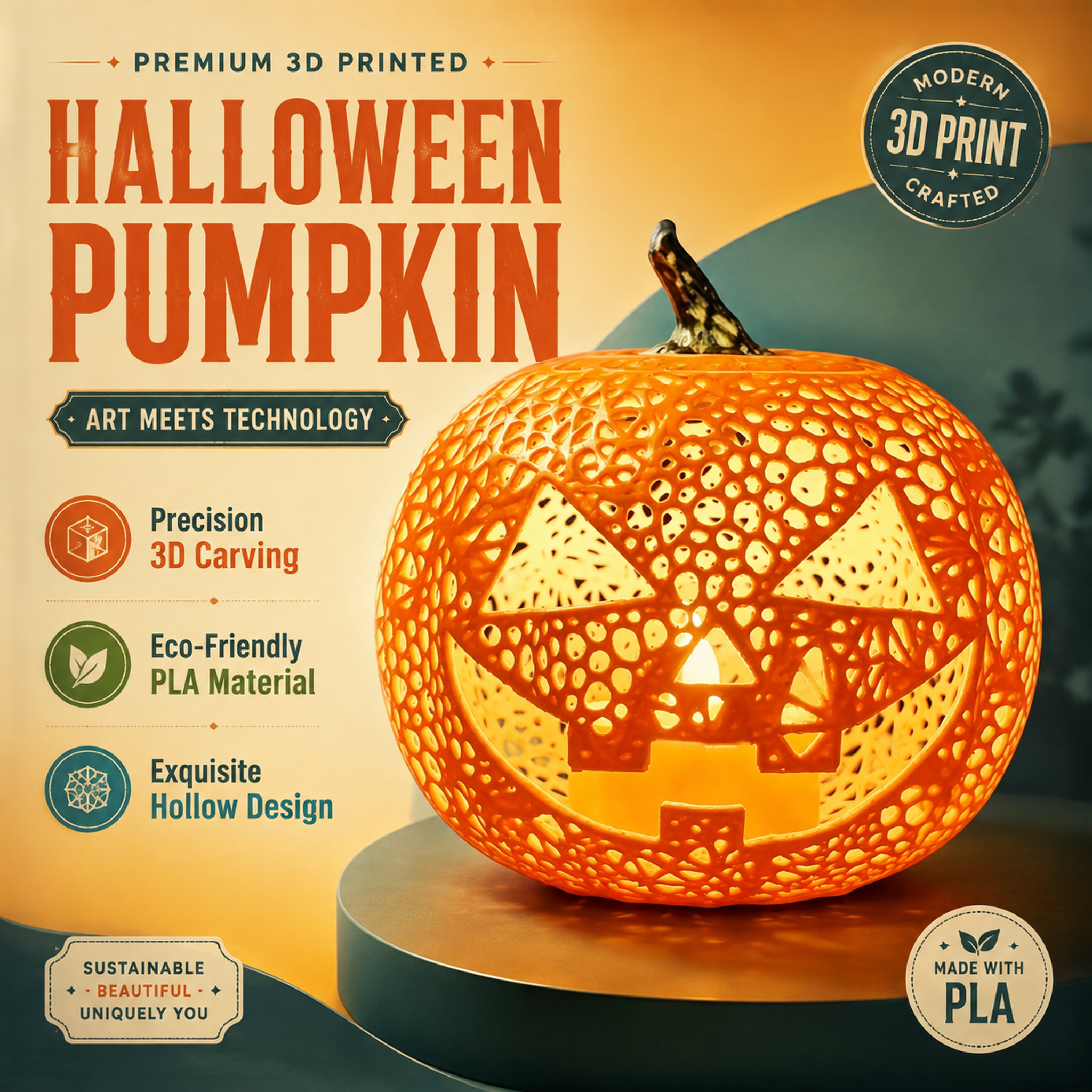 FDM Molded Christmas Ornament 3d Print Hollow Carved Halloween Pumpkin Decorations