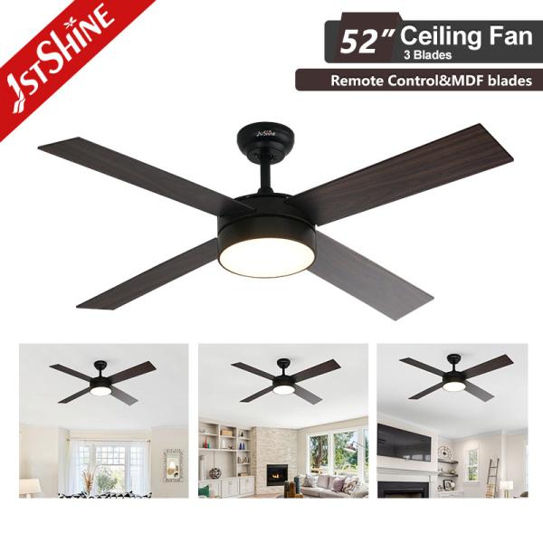 4* MDF Blades Dimmable LED Ceiling Fan com controle remoto e lâmpada sussurro