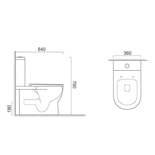 Dual Flush Two Piece Toilets 360x640x790mm Bathroom WC Toilet Compact Orin OR8312