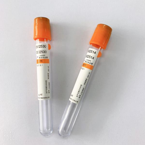 Tubo superior alaranjado aprovado da coleção do sangue do vácuo do tubo do sangue do CE