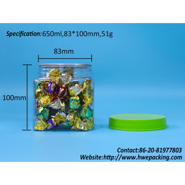 Airtight Square Transparent PET Plastic Jar Plastic Screw Lid Food Candy Cookies
