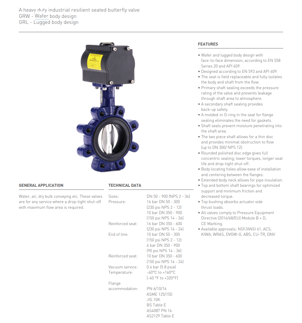 Emerson Keystone GRW Series GRW0050 with handwheel Butterfly valve