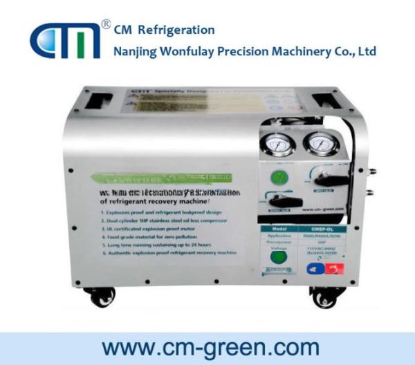 Machine de récupération de gaz de réfrigérant sans huile 1.25CFM Machine de recharge de réfrigérant 1HP Unité de récupération anti-explosion