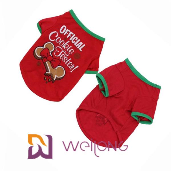 CVC Jersey 180G Red Printing Dog Christmas T Shirt Customizable