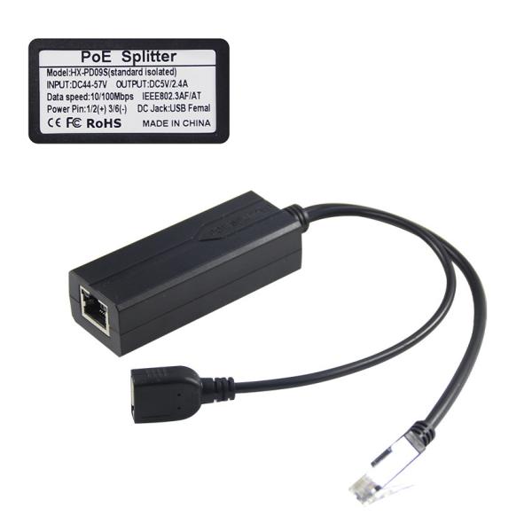 48V から 5V 2.4A PoE スプリッタ USB と RJ45 出力 IEEE 802.3af