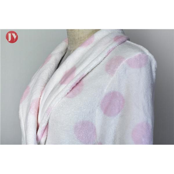 Printed Flannel Night Suit Thermal Pink Dot Women Bathrobe 100% Polyester ECO Friendly