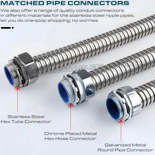 304/316 Stainless Steel Flexible Corrugated Conduit DN20 (Ø20mm x Ø24.3mm) 50M/Reel for Protecting Wires or Cables