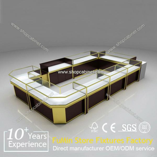 Hot sale wooden and glass watch jewelry showcase with LED lighting
