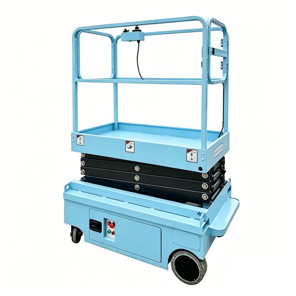 Indoor Mini Forklift Lifting Scissors Lift Platform Vehicle 30 Ft For Uneven Ground