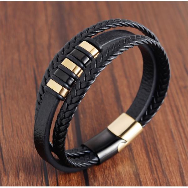 European Market Bestseller Weave Leather Bracelet with Silver Plated Stainless Steel