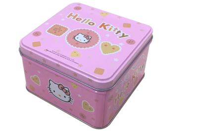 Boîte carrée de bidon de la conception 14cm de Hello Kitty