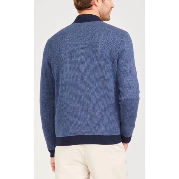 Herringbone Mens Pullover Sweater , Knitted Navy Blue Pullover Sweater