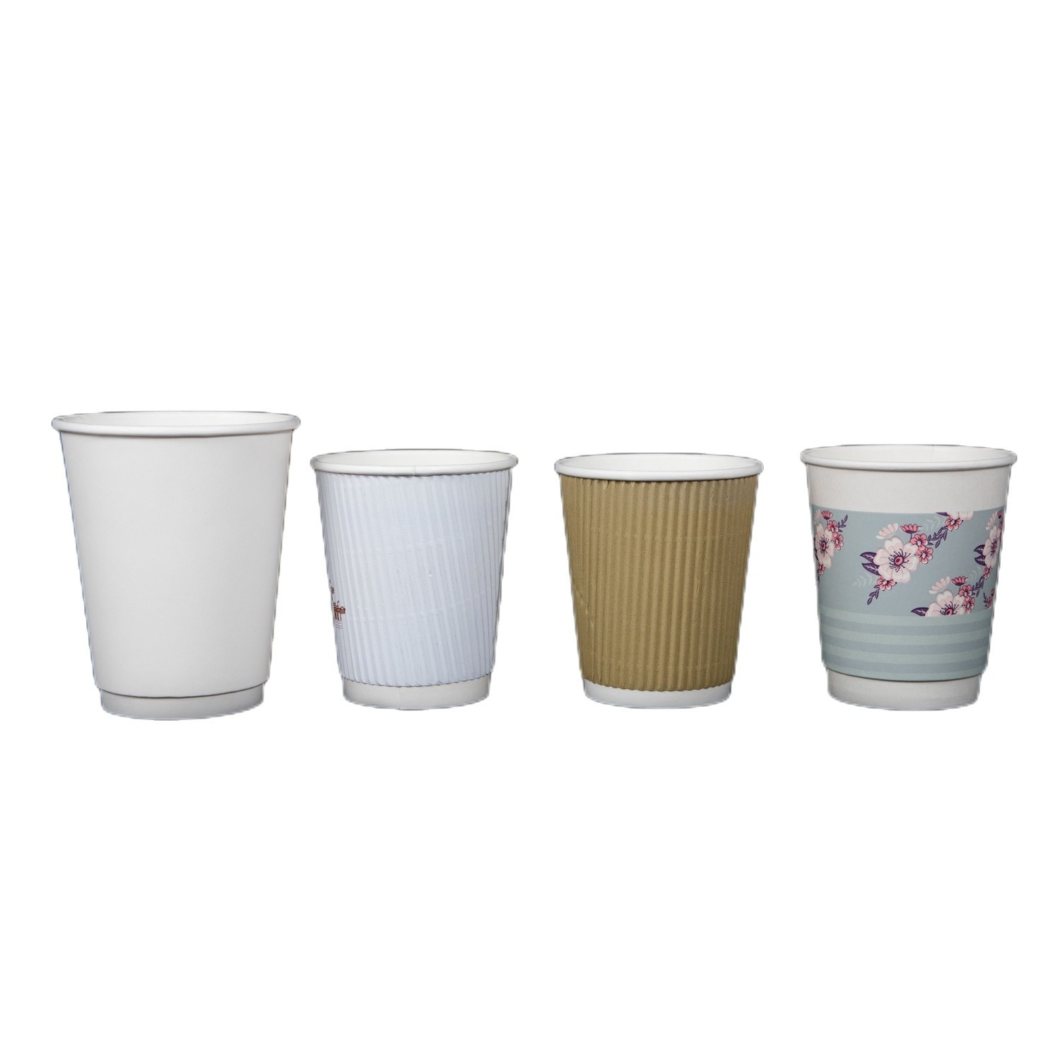 Biodegradable 8 Oz -12 Oz Ripple Wall Paper Disposable Coffee Cup for Hot Beverages