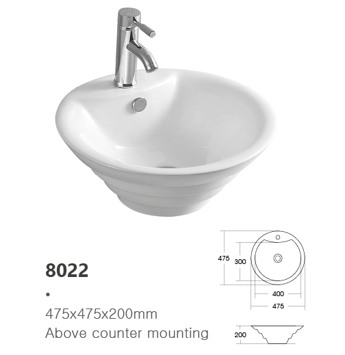 Europe Wholesale Round Bowl Shape Above Counter Ceramic Hand Wash Basin Bathroom Vessel Sink
