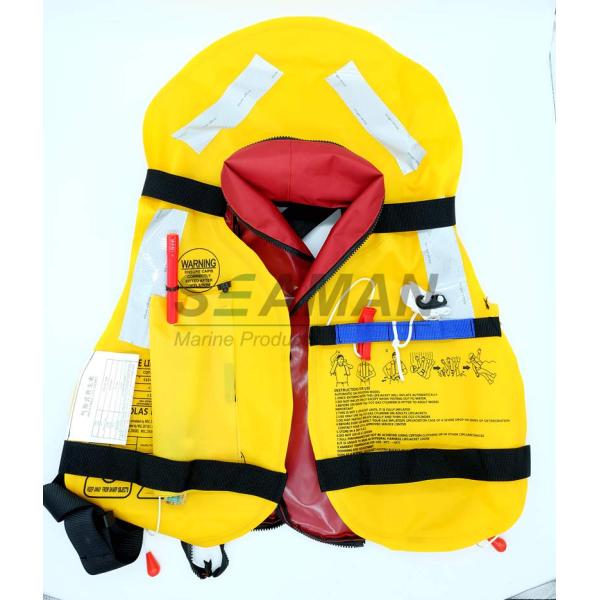 EC / MED Approval 150N Orange Red Double Air Chamber Inflatable Life Jacket With Harness