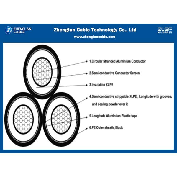 AL XLPE 33kv 1Cx 240sqmm Spaced Aerial Cable With Copper Tape