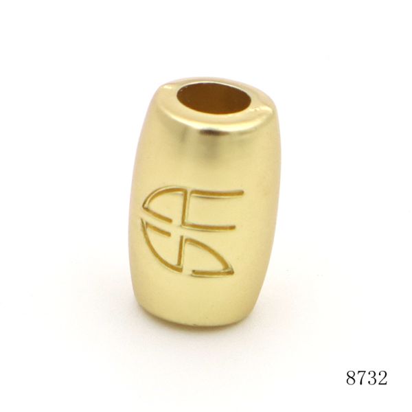 Matt Gold Plated Customized Logo Engraved Square Bead  Metal Square Beads For Bracelets Decorative