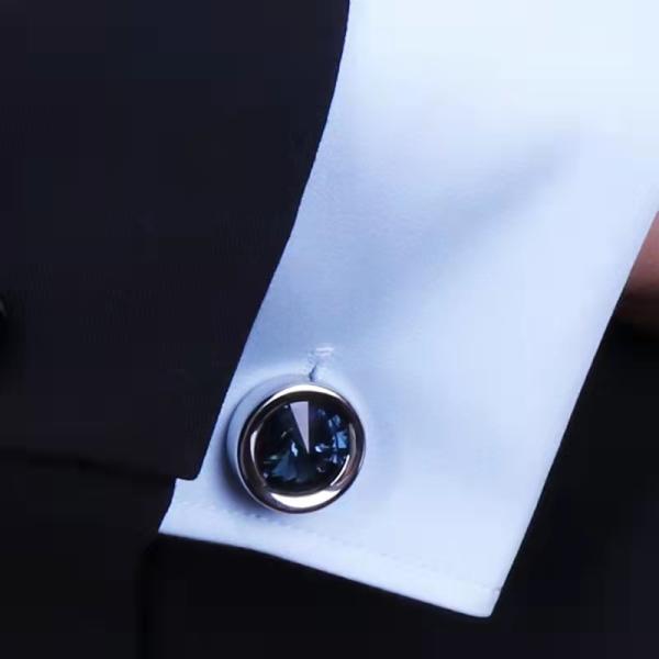 Cat Eye Diamond Men'S Shirt Cufflinks Circular Alloy Material 16mm Size