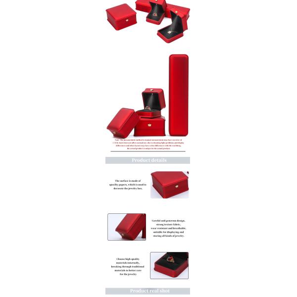 LED de color rojo de luz, caja de joyería, caja de embalaje de joyas con logotipo personalizado