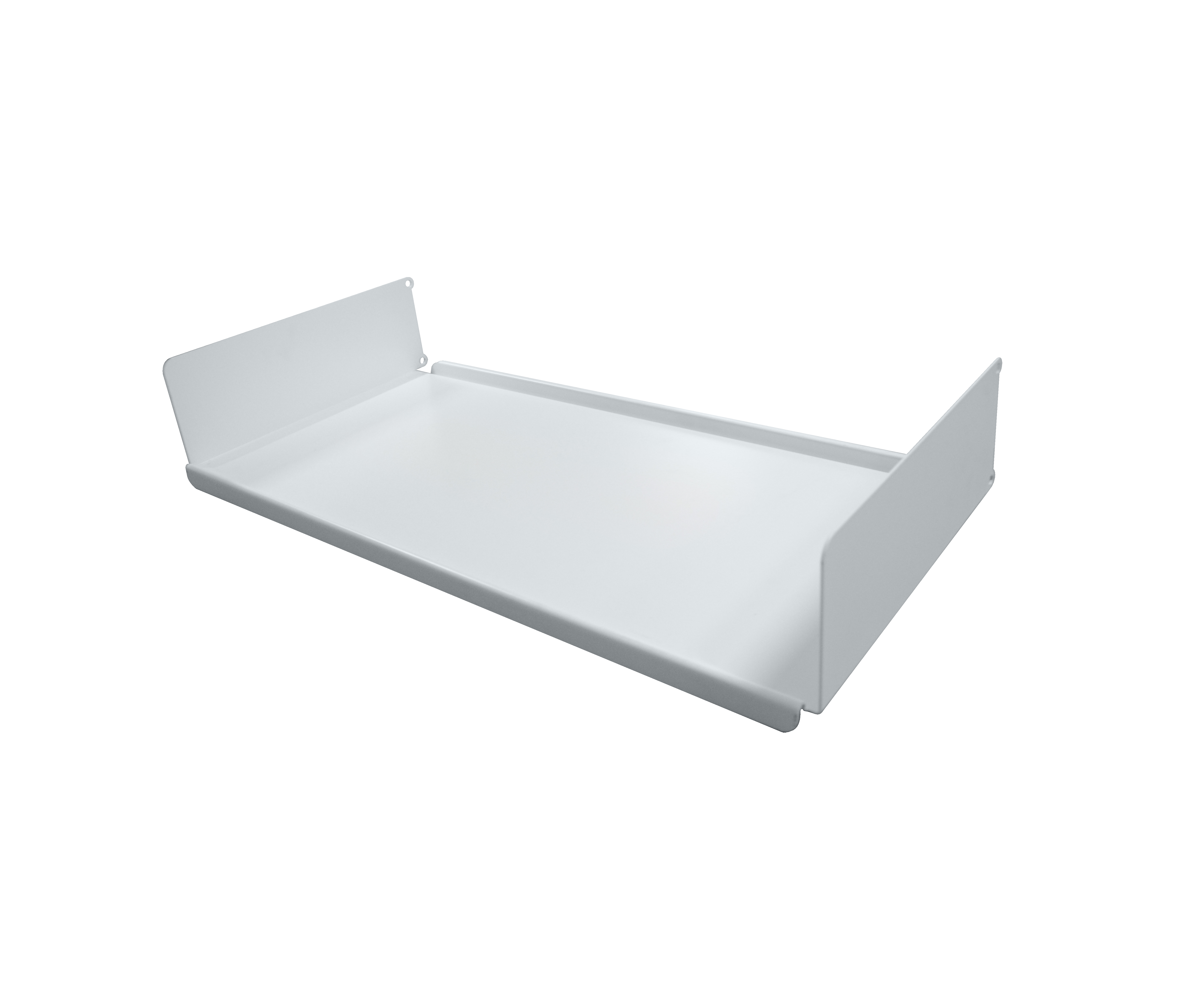 White Steel Floating Wall Modular Shelf System Adjustable Track Post Living Room Food Clothing Storage 5-Layer Modern Design