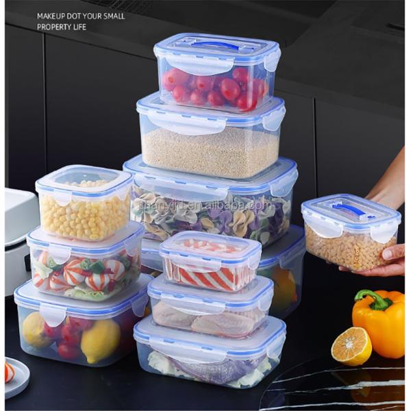 3pcs Airtight Plastic Storage Box Set for Multi-functional Food Storage Containers