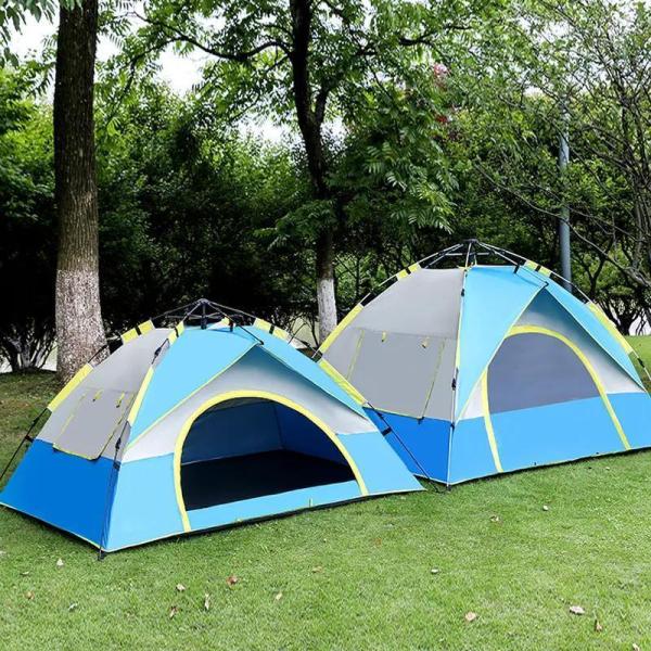 Portable Canvas Tents Waterproof and Automatic Outdoor Glamping Tent with 2 Doors