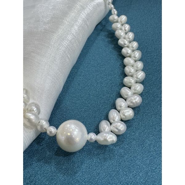 New promotion hot style Rice Pearl Stone Necklace Wholesale Jewelry Ear Of Wheat Shape Necklace Fresh Water Seed Pearl Necklace