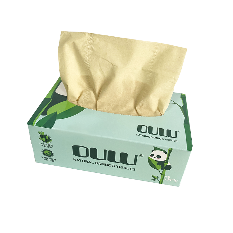 Hot sale Chinese nature colour unbleached 2 ply bamboo paper soft packed facial tissue