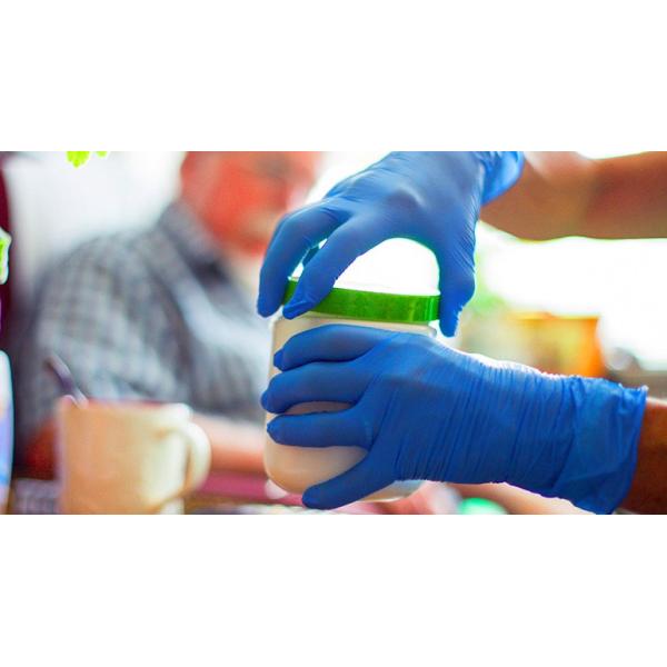 Перчатки нитрила свободного от Порошк материального голубого цвета устранимые