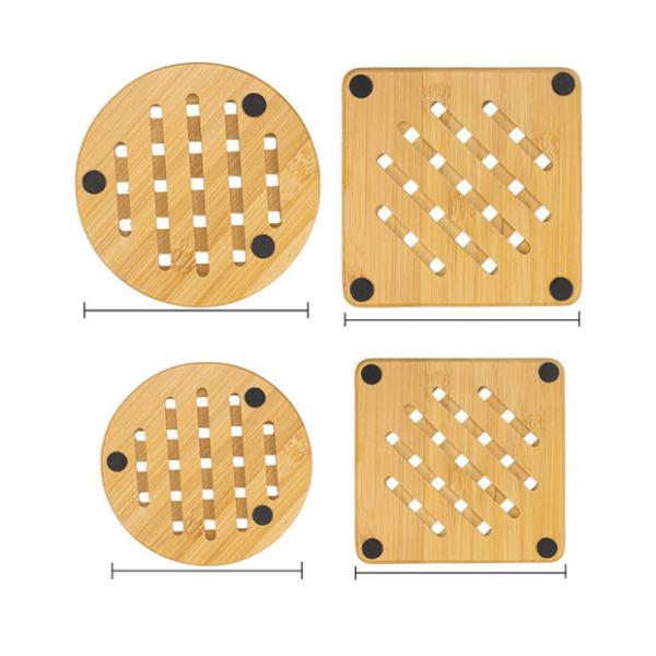 Kitchen Natural Bamboo Trivet Wood Hot Pads Heat Resistant