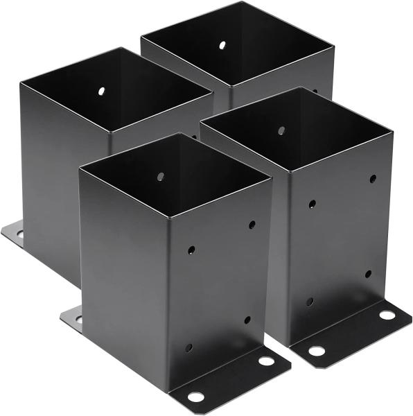 4 x 4 Post Base Inner Size 3.6x3.6Deck Post Base Heavy Duty Metal Black Powder Coated Post Brackets