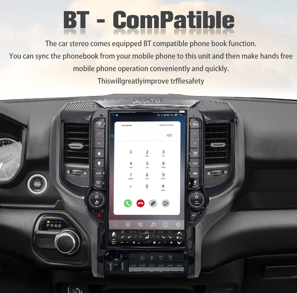 2019-2024 Dodge Ram 1500 Послепродажное радио Автомобильное стерео Carplay 13,6 дюйма Android головной блок