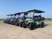 Assentos de couro de alta resistência Carrinho de golfe elétrico de 6 lugares Suspensão independente Luzes LED de tela grande