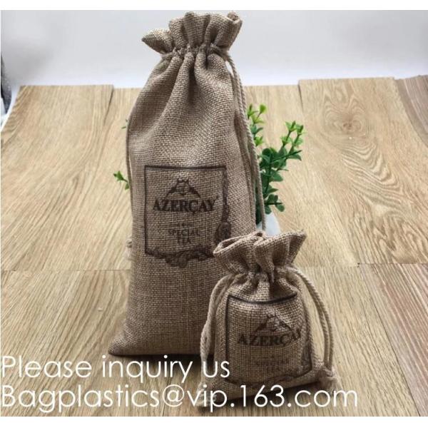 Candy Gift Pouch Bags with String Birthday Wedding Party Gift Jewlery Pouches Party Favor Jute Gift Bags Brown with Whit