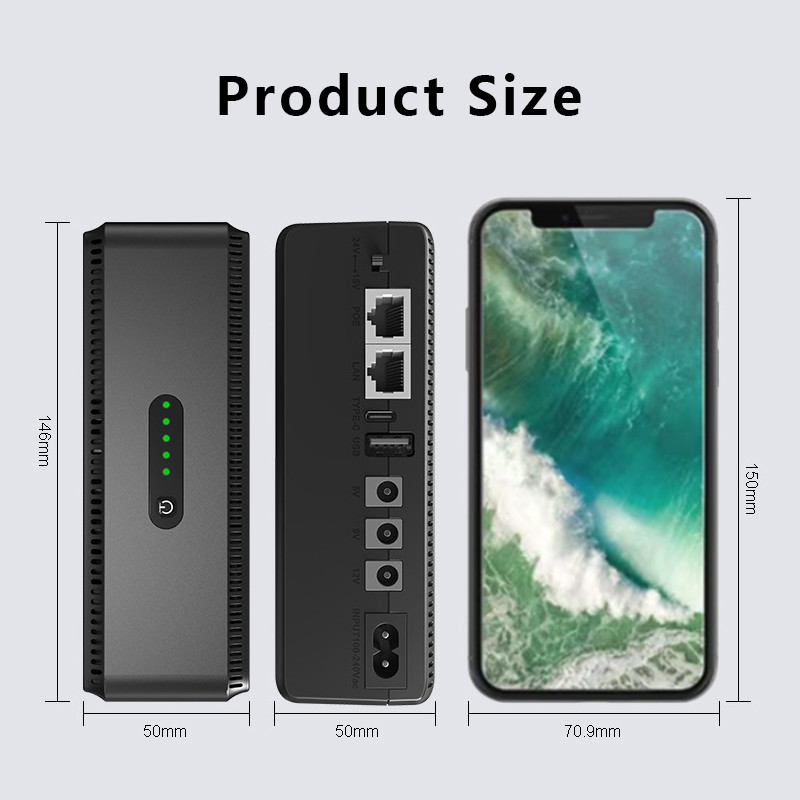 5VDC/9VDC/12VDC Ups Запасная мощность USB Poe Mini Dc Router Ups 10400mah 18w