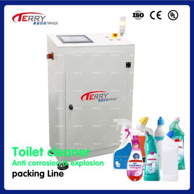 Chemical Packaging Line for Bathroom Cleaner WC Schiumattiva Candeggina Filling Packing Machine
