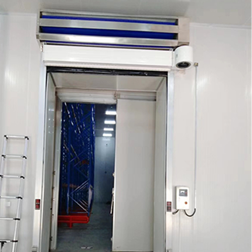 Blue Automatic High Speed Doors IP54 PVC High Speed Cold Storage Doors With Safety Sensor
