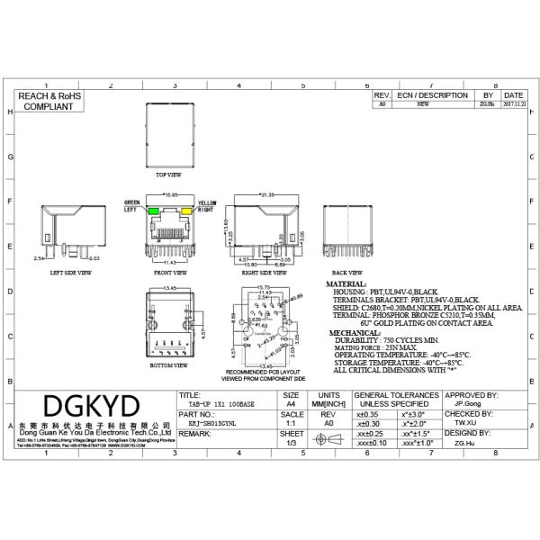 10 / 100 штепсельная вилка локальных сетей Rj45 Джек Magnetics CAT 5/5e RJ45 мегабита модульная