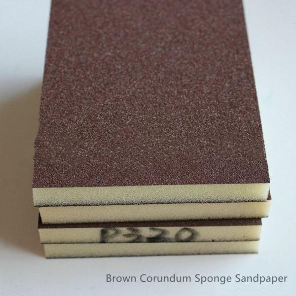 Two Sides Sponge Sanding Pads Brown Corundum Wood Polishing