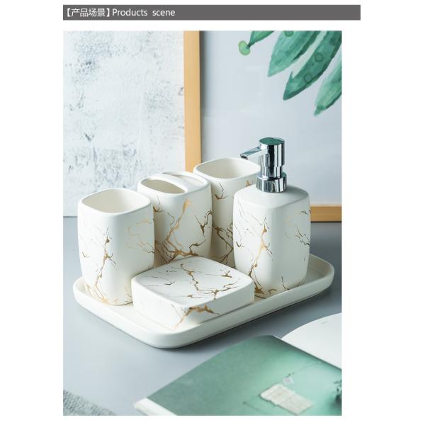 Custom Luxury Ceramics Bathroom Accessories , Marble Bathroom Sets For Home Hotel Gift