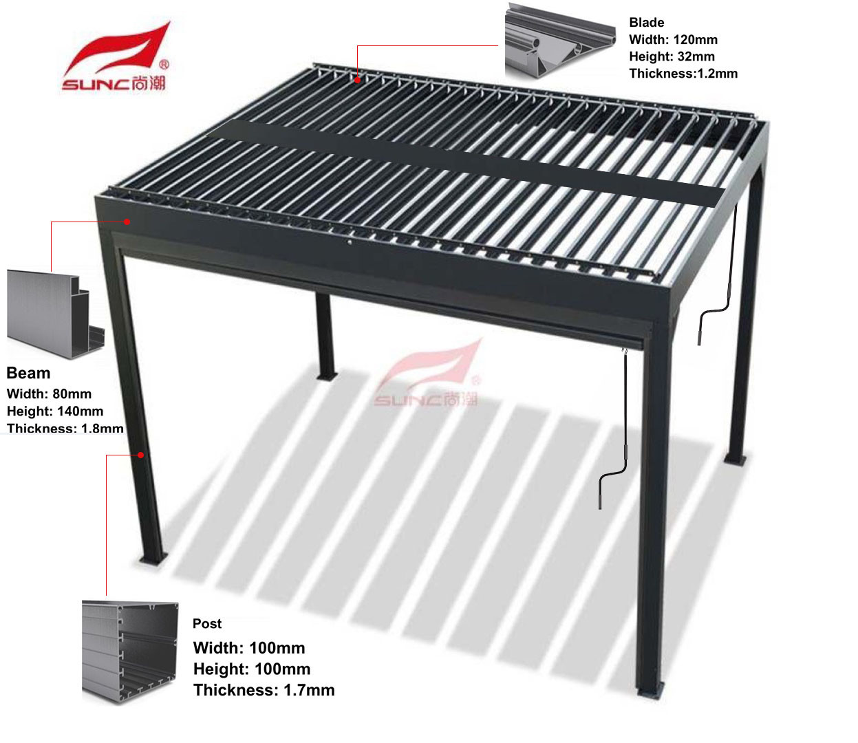 На открытом воздухе ручной Louvered навес патио перголы с регулируемой перголой Hardtop