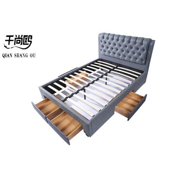 Solid Stylish Bed With Four Drawers Oversized Bedroom Soft