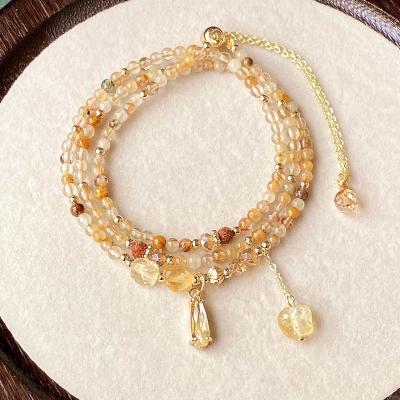 Multi Layer Crystal Jewelry Caramel Yellow Rabbit Hair Natural Citrine Crystal
