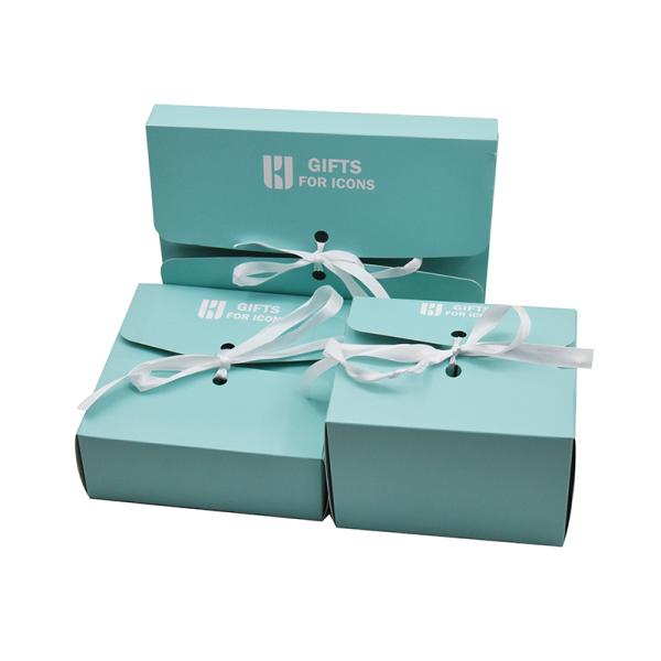 Rigid Cardboard Recyclable Gift Box Cosmetics Custom Luxury Clothes Packaging With Ribbon