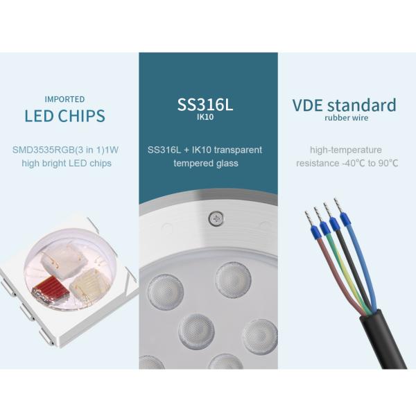 External Control 36W Waterproof 316L Stainless Steel Rgb Led Swimming Pool Light