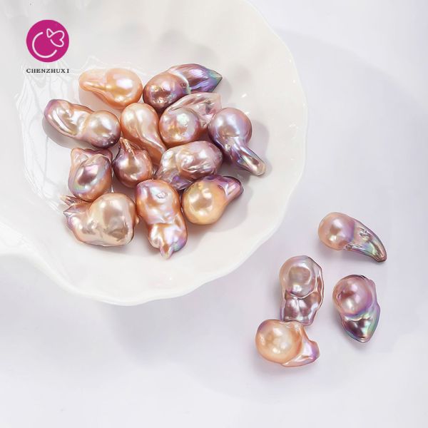 Dazzling Large Baroque Pearl Without Hole Purple Loose Pearl Bright Flawless DIY Handmade Material