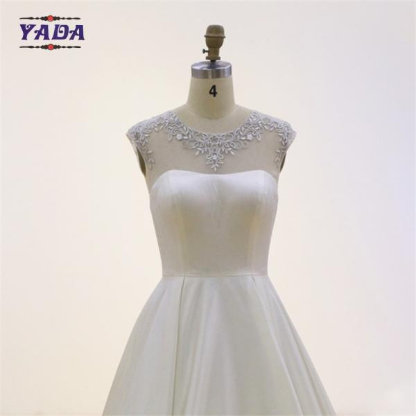 Элегантная вышивка из экрана, сатинная, длина пола, штрих-паттерн, свадебное платье, свадебное платье.